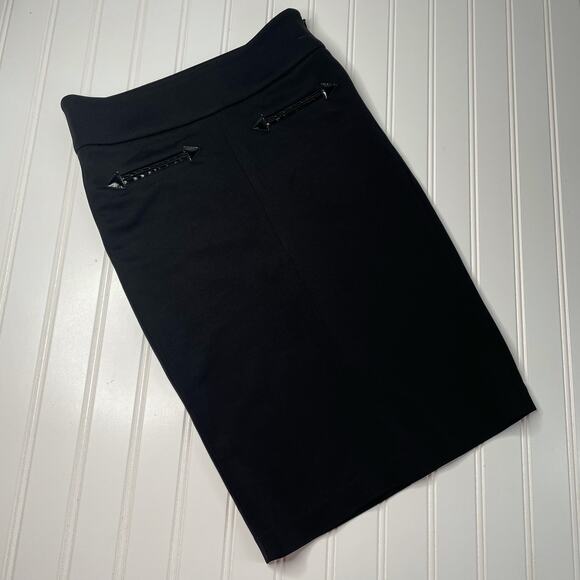 Bebe Women’s Black Adjustable Waist Pencil Midi Skirt Size 0 - Picture 1 of 7